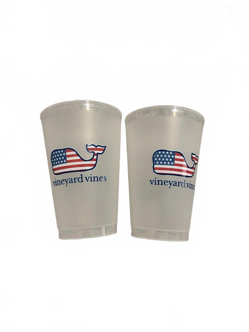 Vineyard Vines Patriotic Whale Plastic Cups Set of 2